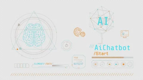 Animated infographics about cognitive computing and AI chatbot. Stock Footage 261241913