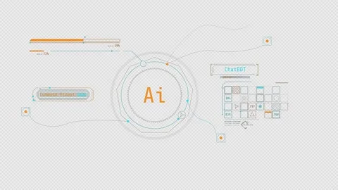 Animated infographics about data processing by generative AI. Stock Footage 249297508
