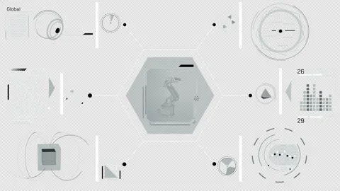 Animated infographics about digital control of industrial equipment Stock Footage 333016038