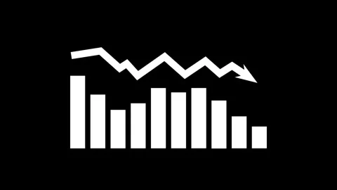 Animated infographics elements white bars and arrow on black background Video stock 277545386