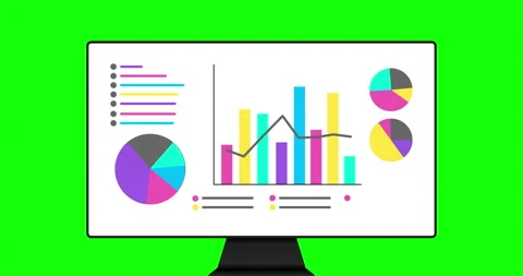 Animated Infographics set. Animation of different charts and graphs in bright Stock Footage 229505274