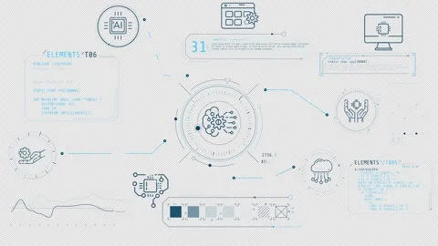 Animated infographics on the subject of workflows in an AI-driven environment Stock Footage 326352733