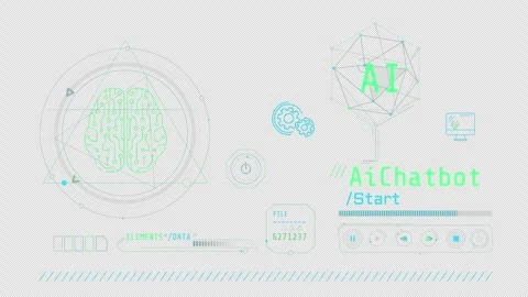 Animated infographics on the theme of cognitive computing and AI chatbot. Stock Footage 254459790