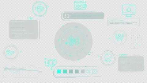 Animated infographics on the theme of processes related to AI technologies Stock Footage 326346104
