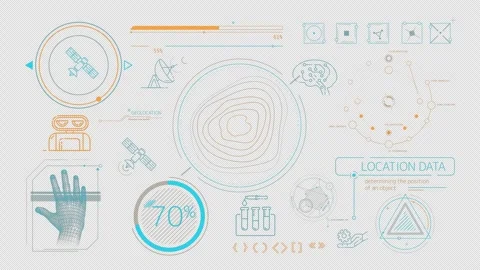 Animated infographics on the theme of satellite internet and geolocation. 库存影片 240571456