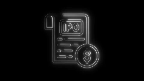Animated initial public offering document with dollar sign glowing white on.. Video stock 312310248
