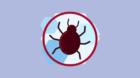 Animated insect icon motion graphic, red bedbug symbol on abstract blue bac.. 動画素材 333897220
