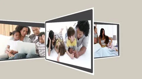 Animated interface about families at home Stock Footage