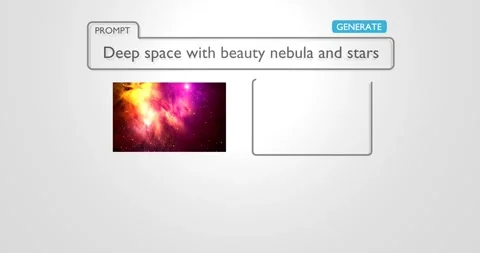 Animated interface of app to create images. Prompt to pictures of deep space Stock Footage 255925714