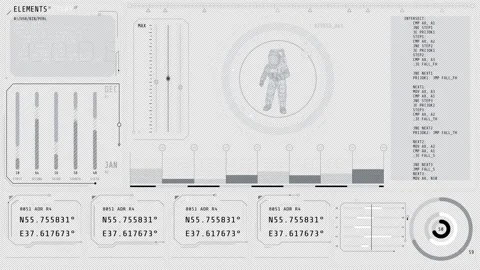 Animated interface depicting the processing of aerospace data Stock Footage 342191318