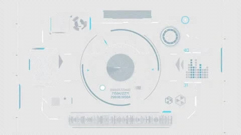 Animated interface with HUD and infographic elements for data handling 스톡 동영상 297332081