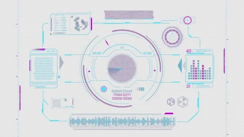 Animated interface with HUD and infographic elements for working with data Видео 297647315