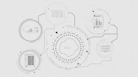 Animated interface with HUD and infographic elements for digital data processing 스톡 동영상 312888958