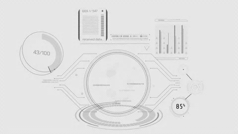 Animated interface with HUD and infographic elements for data transformation Stock Footage 313452026