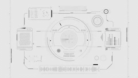 Animated interface with HUD and infographic elements for data processing Stock Footage 313453670
