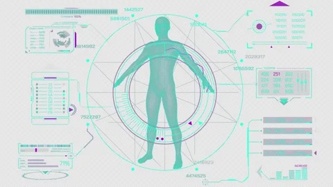 Animated interface with HUD and infographic elements with data research Видео 316084898