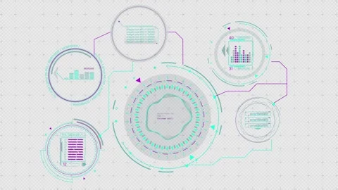 Animated interface with HUD and infographic elements for digital data analysis Видео 316657083