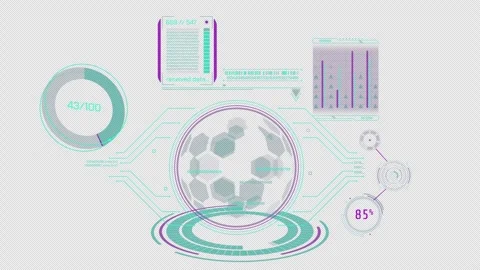 Animated interface with HUD and infographic elements with data transformation Stock Footage 317779859