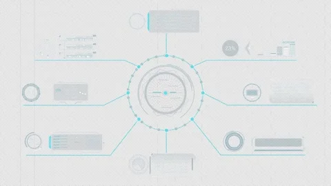 Animated interface with a multi-component data processing system 스톡 동영상 314191281