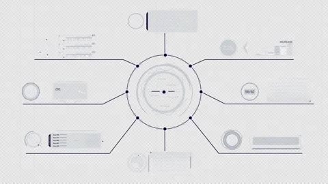 Animated interface with a system of various data processing operations Stock Footage 316652737