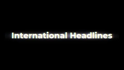 Animated International Headlines Text Overlay Appearing on a Clean Black Video stock 338369067