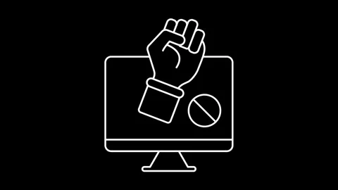Animated internet activism icons in thin line style Stock Footage 314617452