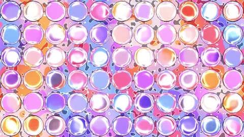 Animated Iridescent Bubble Grid on Colorful Fluid Abstract Background Loop Stock Footage 339755481