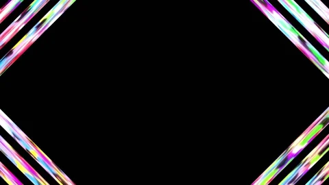 Animated Iridescent Diagonal Corner Frame Loop on Black Background Stock Footage 339644033