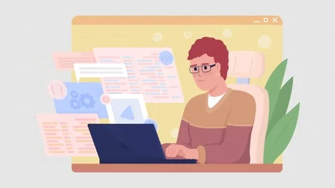 Animated isolated coding specialist Stock Footage 211434134