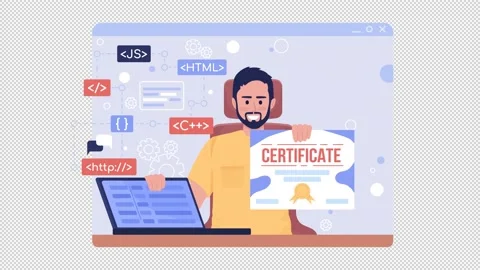 Animated isolated course certificate Video stock 217392154