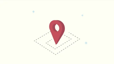Animated isometric map pin icon floating on dotted navigation surface with .. Stock Footage 334091242