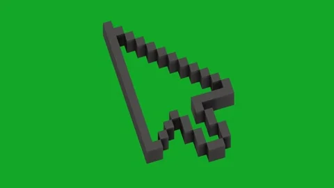 Animated isometric pixel cursor smoothly moving up and down on a green Stock Footage 340273222