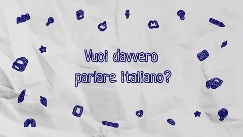 Animated Italian text "Do you really want to speak Italian?" on crumpled paper Stock Footage 280682378