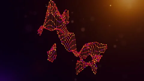 Animated Italy Neural Network Technology Map Visualization Sequence Stock Footage 337346039