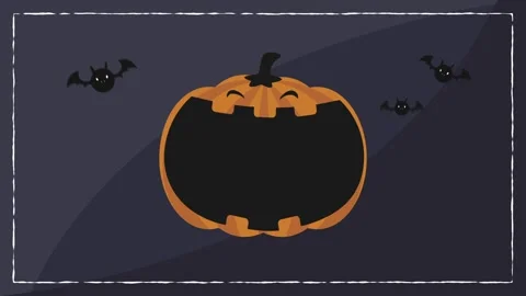 Animated Jack O Lantern with Flying Bats. Stock Footage 318466239