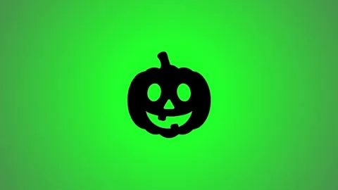 Animated jack o lantern icon with a smiling face on green background Stock Footage 346491171