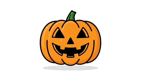 Animated jack o lantern pumpkin lighting up for Halloween social media promo 스톡 동영상 342094741