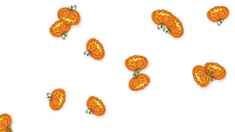 Animated Jack O Lantern Pumpkins Falling Against a Solid White Background Stock Footage 339401825
