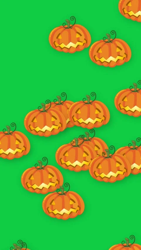 Animated Jack O Lantern Pumpkins Falling Over Green Screen Background Stock Footage 341906988