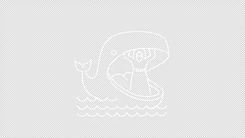 Animated Jonah and whale white line icon Stock Footage 313974552