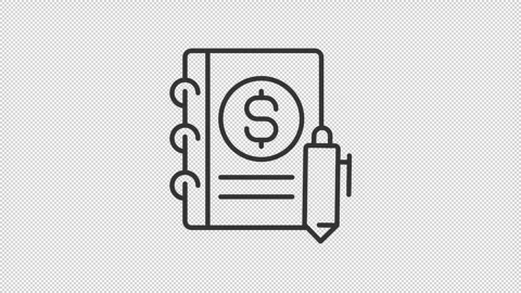 Animated journal entries line icon Stock Footage 332193564