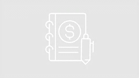 Animated journal entries white line icon Stock Footage 333747970