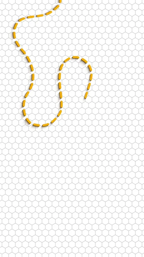Animated journey path leading to a destination mark on a vertical hexagonal grid Stock-Footage 333239649