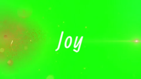 Animated joy text overlay with floating golden particles against a vibrant Видео 344647453