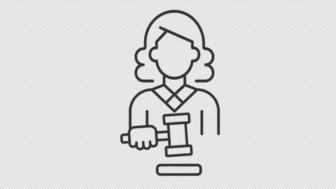 Animated judge line icon Stock Footage 241228142