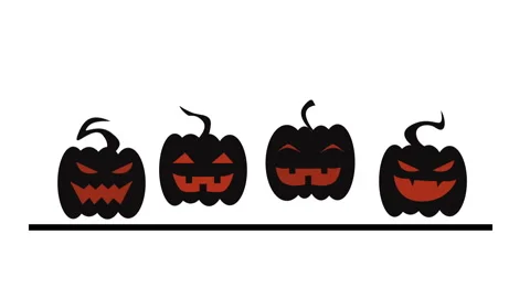 Animated jumping jack o lantern silhouettes for halloween greeting 動画素材 340907550