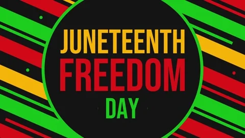 Animated Juneteenth Freedom Day graphic with Pan African colors Video stock 335955923