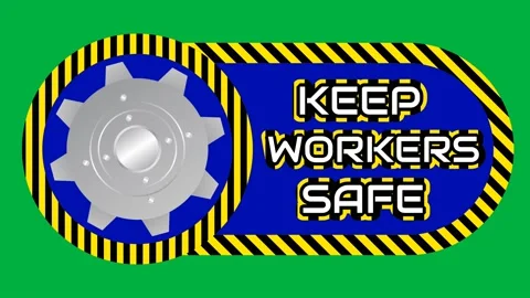 Animated keep workers safe massage sticker on green screen with big spinnin.. Stock Footage 237757960