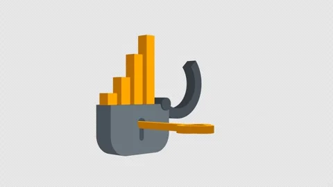 Animated the key opens the lock and a rising growth bar graph appears. Stock Footage 287750272