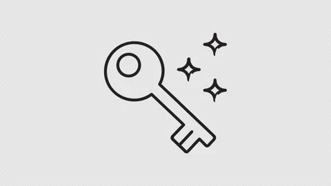Animated Key with Sparkles Outline Line Drawing Success Solution Icon Loop 库存影片 337250254